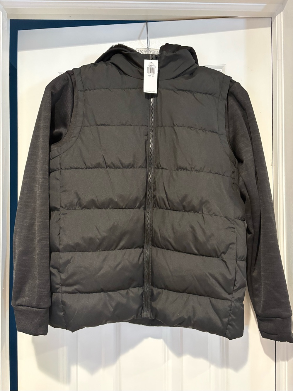 NWT Old Navy Kids’ Hooded Puffer Jacket with Knit Sleeves Size Large (10-12)